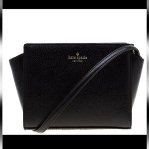 kate spade Hayden Black Pebbled Leather Crossbody with Gold Logo